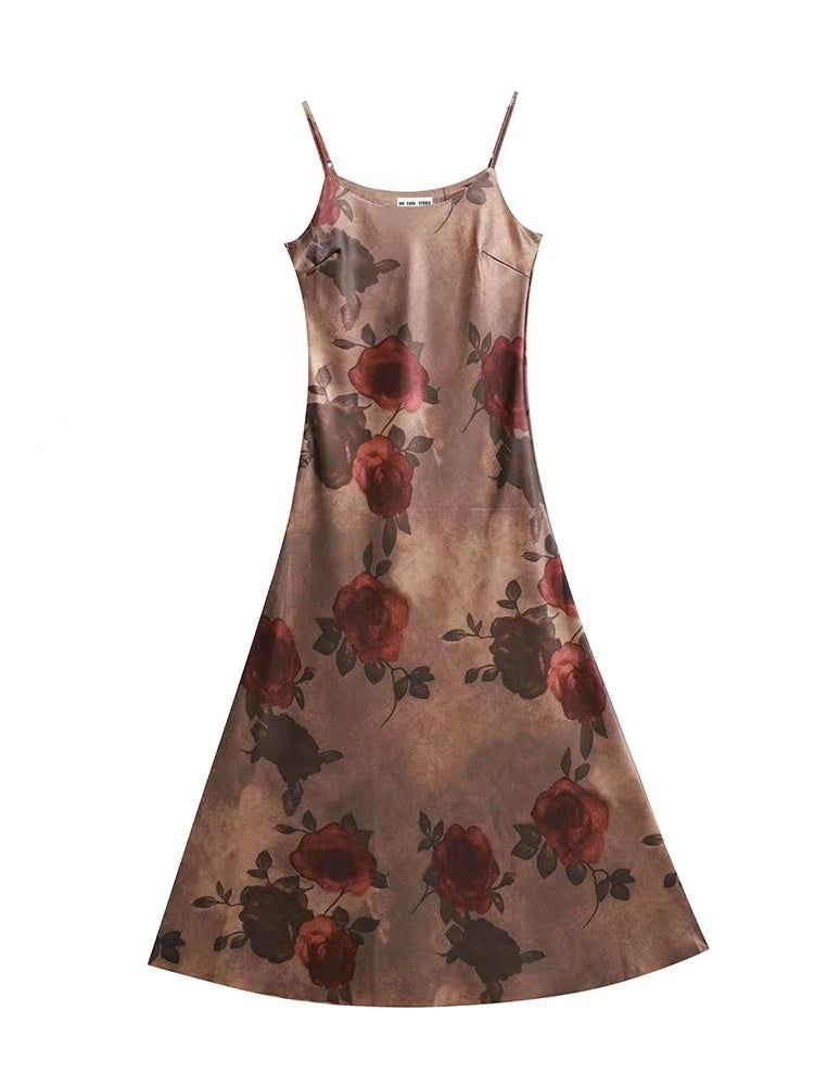 Floral Vintage Midi Dress y2k Vintage Backless Fairycore Sundress Wome –  Pbong