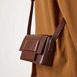 New Crossbody Bag Soft Leather Woven Small Square Bag Unisex Design Cowhide Shoulder Bag