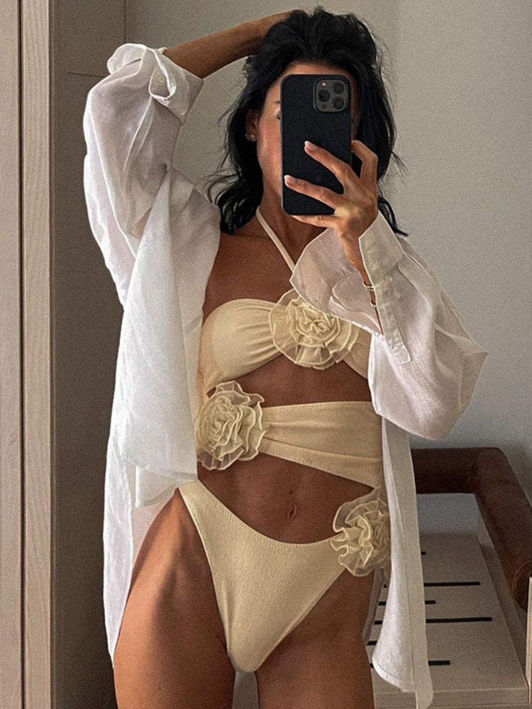 Hollow Out Flower Design Sexy Bodysuit Women New Halter Sleeveless Skinny Bodysuits Ladies Club Party Tops Clothes