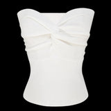 Knit Tube Tops Women White Strapless Corset Tops Summer Basic Backless Off Shoulder Crop Top Bustier Casual Streetwear