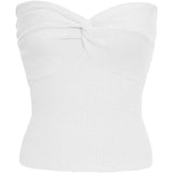 Knit Tube Tops Women White Strapless Corset Tops Summer Basic Backless Off Shoulder Crop Top Bustier Casual Streetwear