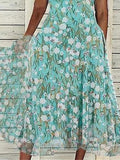 Women's Casual Dress Swing Dress Summer Dress Floral Pocket Print V Neck Midi Dress Fashion Elegant Outdoor Daily Short Sleeve Regular Fit Green Summer Spring S M L XL XXL