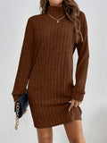 Stylish Turtle Neck Knit Dress - Soft, Elegant, Textured Long Sleeve Design for Spring & Fall, Comfortable Women's Clothing for Everyday Wear