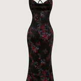 Elegant Sleeveless Bodycon Floral Print Spaghetti Suspender Dress - Cami Dress for Spring & Summer - Women's Clothing