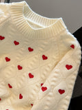 [Autumn Heart Pattern Pullover Sweater] Cozy Heart Pattern Pullover Round Neck Autumn And Winter Sweater, Fall Sweaters