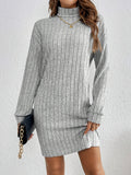 Stylish Turtle Neck Knit Dress - Soft, Elegant, Textured Long Sleeve Design for Spring & Fall, Comfortable Women's Clothing for Everyday Wear