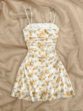 [Floral Mesh] Women's Dress | Summer Vacation | Blue And White Floral Mesh
