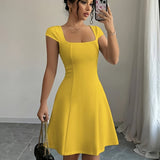 Solid Color Elegant Dress