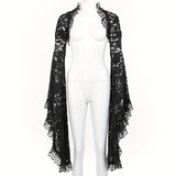 Y2K Lace Long Sleeves See Through Mesh Crop Top - Goth Fake Collar Shrug Blouse Cover Up for Women Girls Victorian