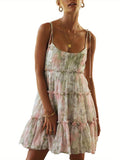 Women's Floral Print Peplum Dress - Off the Shoulder, Sleeveless, Sexy Style with Ruffle Detail, Polyester