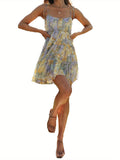 Women's Floral Print Peplum Dress - Off the Shoulder, Sleeveless, Sexy Style with Ruffle Detail, Polyester