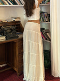 Women's Long Skirts with Lace Hem, Tie-Up Low Waist Skirts, Fashionable Casual Skirts for Spring and Summer