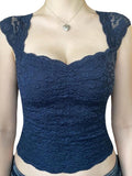 Chic Black Lace Floral Mini Tank Top for Women - Sleeveless, Low-Cut Crop Design with Polyester & Knit Fabric