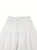Women'S Tiered Long Skirt, Featuring a Drawstring Elastic Waist Design And Elegant Solid-Color Ruching Throughout The Skirt, Forms a Unique Midi-Length Style. The Flowing Side Slit And A-Line Cut Showcase The Femininity And C
