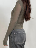 Women's Star Patch Tops Slim Round Neck Long Sleeve T-Shirt Casual Streetwear for Fall