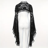 Y2K Lace Long Sleeves See Through Mesh Crop Top - Goth Fake Collar Shrug Blouse Cover Up for Women Girls Victorian