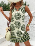 Floral Print Sleeveless Summer Mini Dress