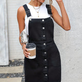 Plain Non-Stretch Denim Dress
