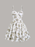 Romantic and elegant dress with cup print, suitable for dates and outings