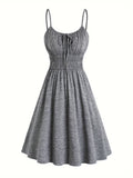 Stunning Ruched Tie Front Sling Dress - Elegant Cinched Waist, Pleated Cami Design, Solid Color, Flowy, Comfortable, Versatile, Perfect for Spring & Summer, Women's Clothing, Everyday Wear, Party Dress, Vacation Outfit