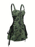 Vibrant Butterfly Print Slingback Dress - Zipper Backless Cami Style, Casual Polyester Summer Dress for Women - Customized, Woven, No Elasticity, Random Printing, Strapless, Elegant, and Comfortable