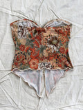 Colorful Ethnic Print Tube Top - Women's Twist Hem Irregular Wave Hem Top