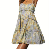 Women's Floral Print Peplum Dress - Off the Shoulder, Sleeveless, Sexy Style with Ruffle Detail, Polyester