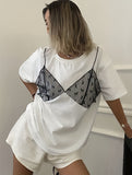 Casual Short Sleeve Lace Splicing Crew Neck T-Shirt - Women's Clothing for Spring & Summer