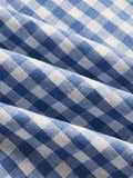 [Plus Size Plaid Cami Dress] Plus Size Plaid Print Cami Dress, Casual Ruched Sleeveless Dress For Spring & Summer, Women's Plus Size Clothing