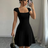 Solid Color Elegant Dress