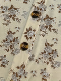 Large Size Elegant Dress with Chest Tie, Buttons and Floral Print