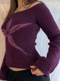 [1pc Elegant Off-Shoulder Sweater] 1pc Elegant Viscose Off-Shoulder Sweater for Women, Solid Color Crew Neck Long Sleeve Knit Top with Graphic Print, Versatile Streetwear for All Seasons