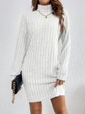 Stylish Turtle Neck Knit Dress - Soft, Elegant, Textured Long Sleeve Design for Spring & Fall, Comfortable Women's Clothing for Everyday Wear