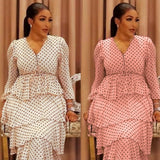 MD African Print Dresses For Women Polk Dot Evening Party Dress Ladies Tutu Fashion Kaftan Djellaba Femme European Clothing