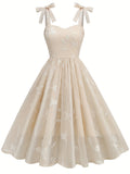 New Women'S Embroidered Mesh Tie-Up Dress