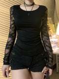 [95% Polyester Backless Long Sleeve] Women'S Y2K Style Backless Long Sleeve T-Shirt, 95% Polyester 5% Elastane, Crew Neck, Knit Fabric, Solid Color, Regular Length, Spring/Fall Fashion Top