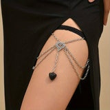 Gothic Multilayer Stretch Love Heart Leg Chain Hip Hop Style Body Chain Jewelry
