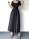 Black Loose A-Line Slim Long Dress