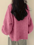 Cozy Womens Crew Neck Pullover Sweater - Relaxed Fit, Dramatic Drop Shoulder & Trendy Split - Soft Knit, Everyday Casual Style - Solid Color Wardrobe Staple