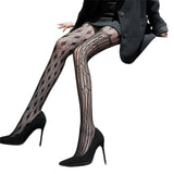 Women's Sexy Mesh Sheer Dark Patchwork Hollow Diamond Grid Star Slim Fit Pantyhose