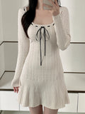 Sweet Square Neck Knitted A-Line Knit Dress
