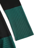 Long Sleeve Color Block Hooded Dress for Women - Asymmetrical Hem, Machine Washable, Perfect for Spring & Fall