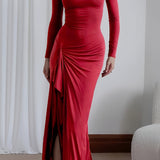 Casual Solid Color Pleated Asymmetrical Dress