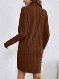 Stylish Turtle Neck Knit Dress - Soft, Elegant, Textured Long Sleeve Design for Spring & Fall, Comfortable Women's Clothing for Everyday Wear