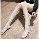 Women's Sexy Mesh Sheer Dark Patchwork Hollow Diamond Grid Star Slim Fit Pantyhose