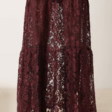 Women Summer Skirt Casual See-Through Lace Elastic A-Line Skirt for Beach Vacation Club Streetwear Aesthetic Clothes