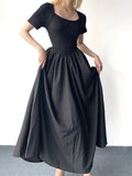 Black Loose A-Line Slim Long Dress