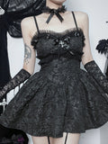Gothic Lace Suspender V-neckline Short Dress
