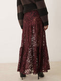 Women Summer Skirt Casual See-Through Lace Elastic A-Line Skirt for Beach Vacation Club Streetwear Aesthetic Clothes
