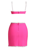 Pink Pearl  Cross-neck Bandage Dress